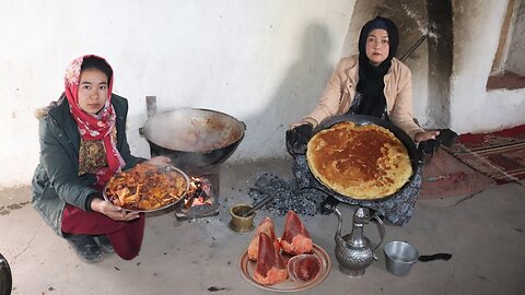 Rustic winter Life in heavy snowfull / cooking beef heart Recipe/ Baking Bread/ Living in village