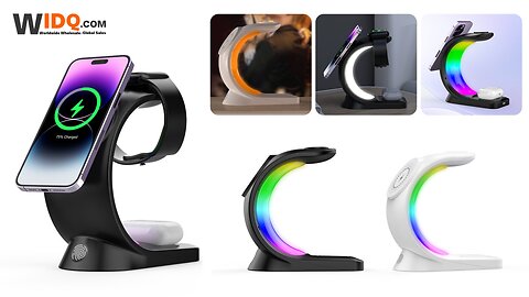 ⚡ 3-in-1 Magnetic Wireless Charging Stand | Fast Charge + RGB Night Glow 🧲