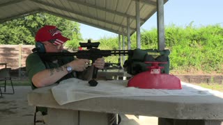 AR 9 carbine after adjusting scope