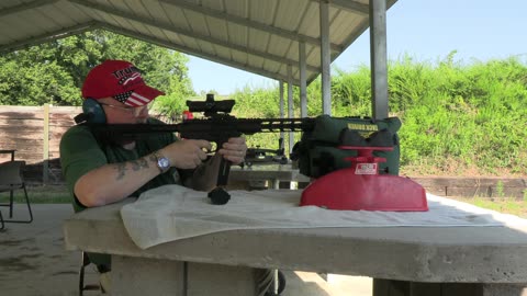 AR 9 carbine after adjusting scope