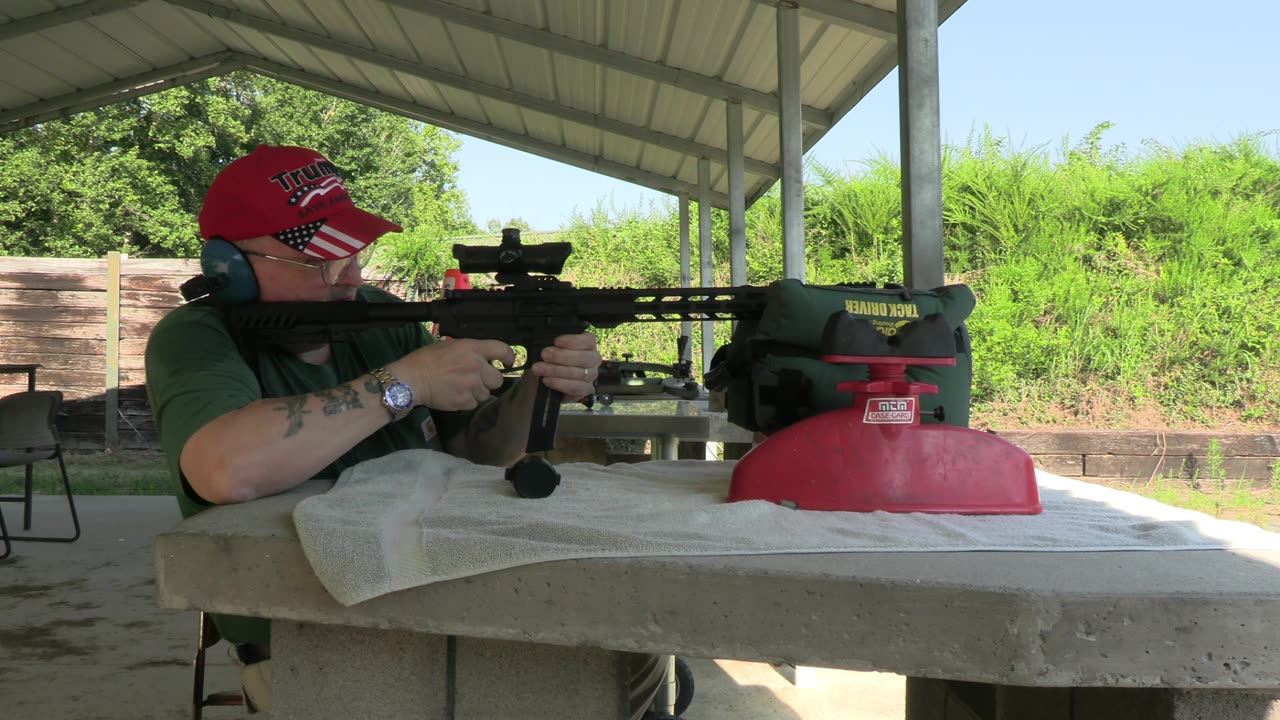 AR 9 carbine after adjusting scope