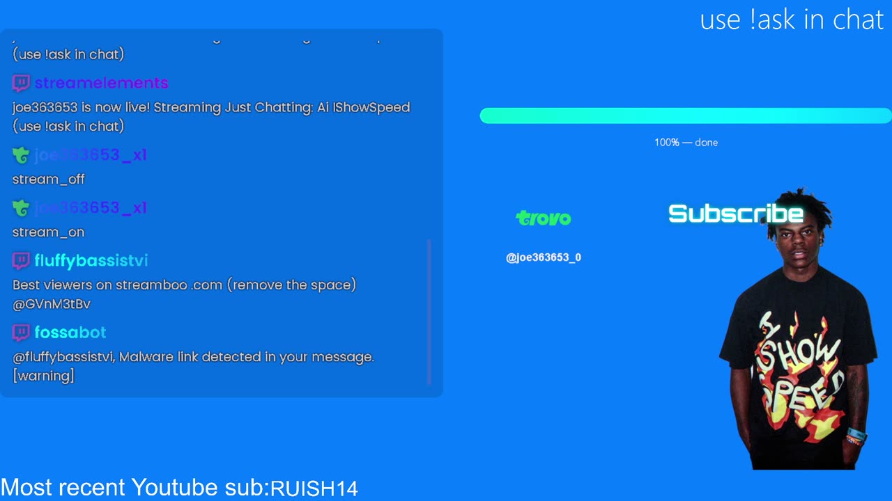 Ai ishowspeed (use !ask in chat)