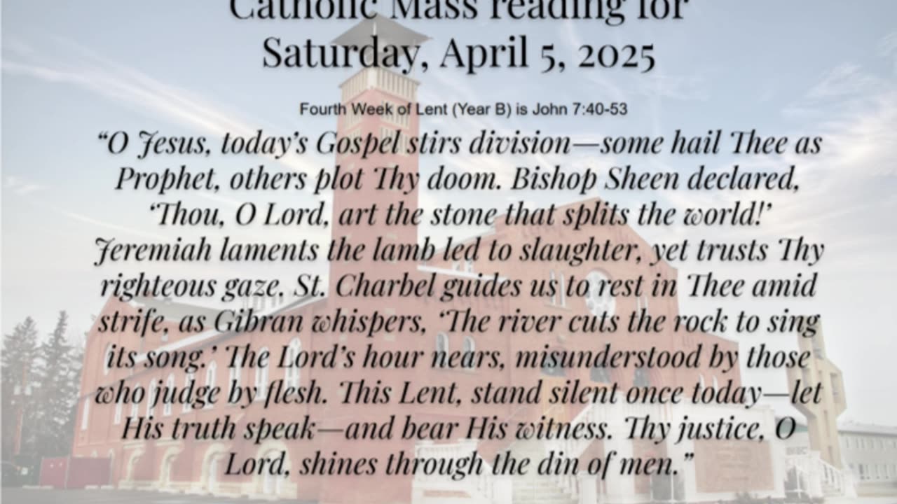 Mass Reading Reflection for Saturday, April 5, 2025