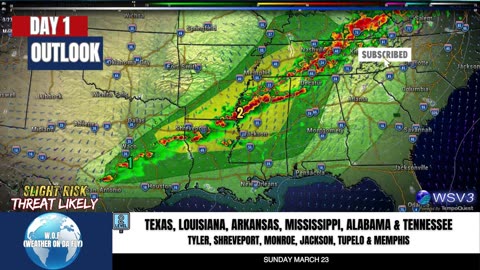 🌩️ Severe Storms Risk: TX & MS Valley Tonight! 3/23/25 #shorts #severeweather