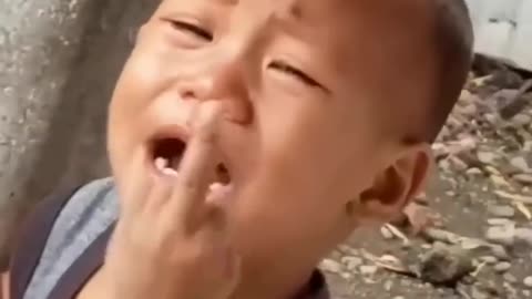 Funny crying boy