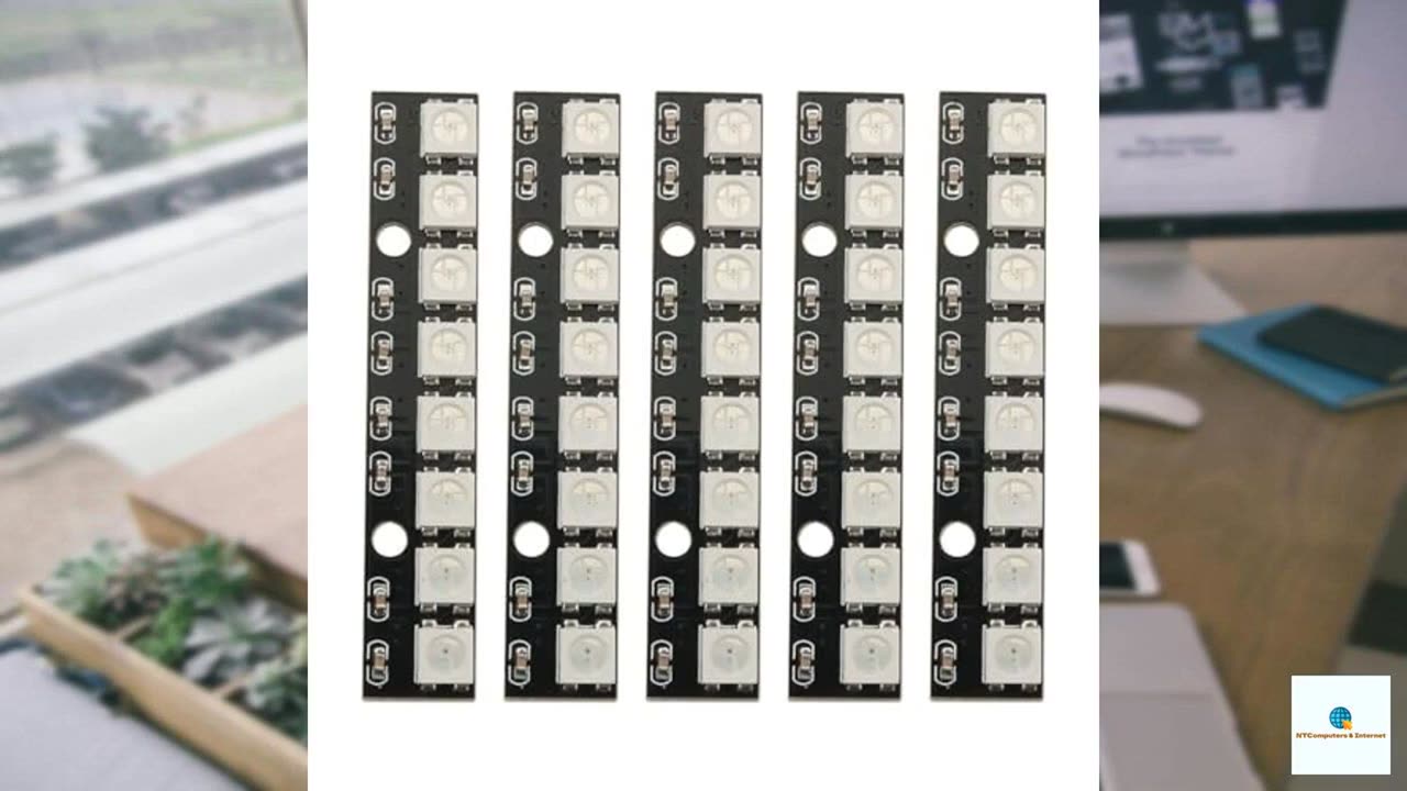 Ruiwaer 5PCS Black WS2812 5050 LED Light Stick WS2812B 5050 Full Color RGB LED Module Buil