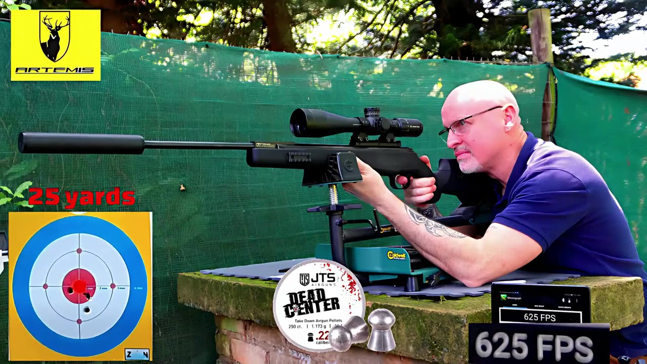 Artemis GR 1250 S Break Barrel in 5.5cal test at 25 yards with JTS 21.53gn pellets