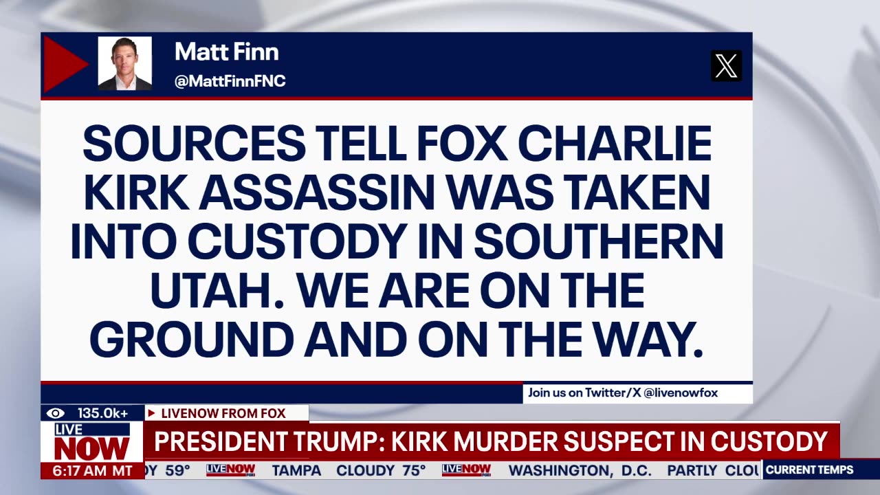Pres. Trump: Charlie Kirk shooter now in custody