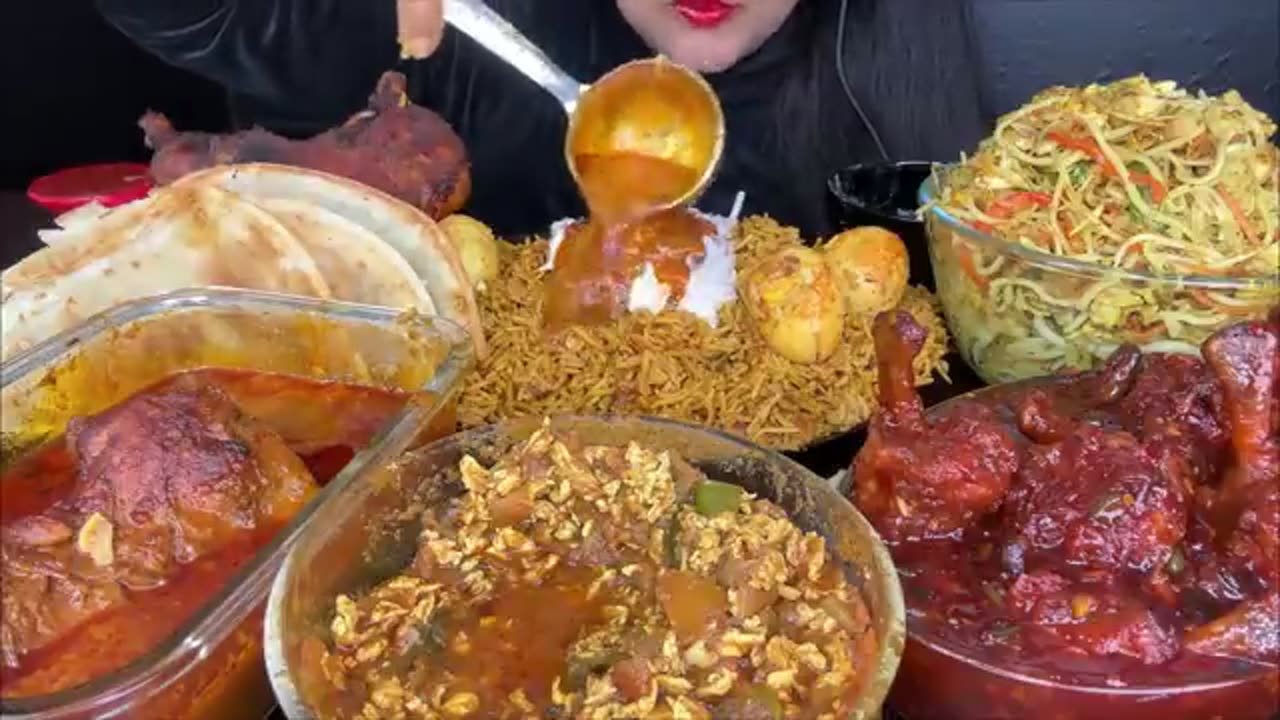 ASMR SPICY CHICKEN CURRY,EGG PULAO,PARATHA,CHICKEN NOODLES,CHICKEN LOLLIPOP,EGG KEEMA