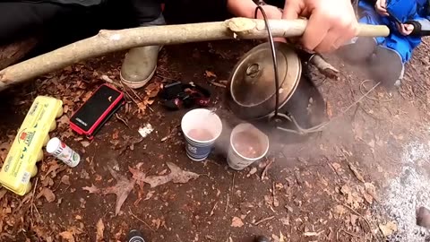 1 Year in Log Cabin Survival Shelter (Building, Camping, Repairing Bushcraft Shelter)_part10