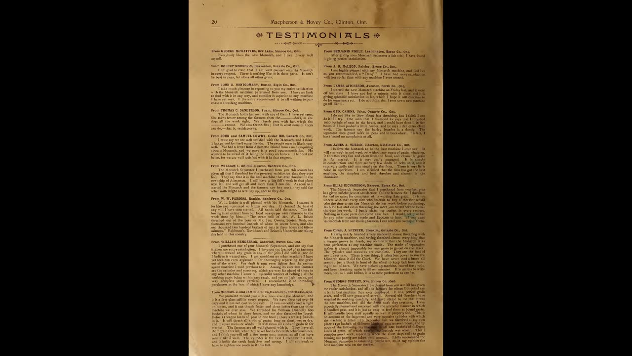 1893 Macpherson & Hovey Threshing Machine Catalog