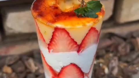 Strawberry caramel cream sweet dessert