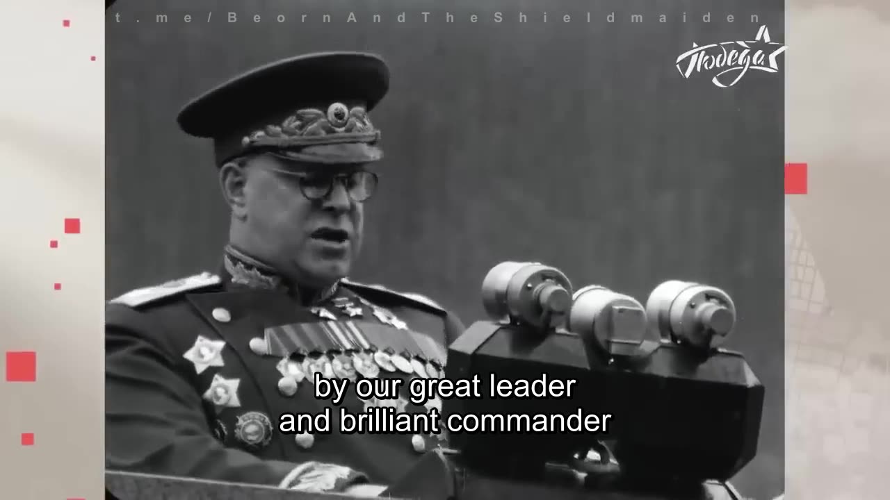 Victory Parade in Moscow on June 24, 1945 - Georgy Zhukov's speech and the Anthem