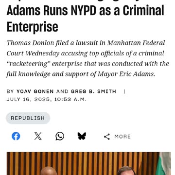 Ex-NYPD Commissioner: "Mayor Adams runs NYPD as a criminal enterprise"