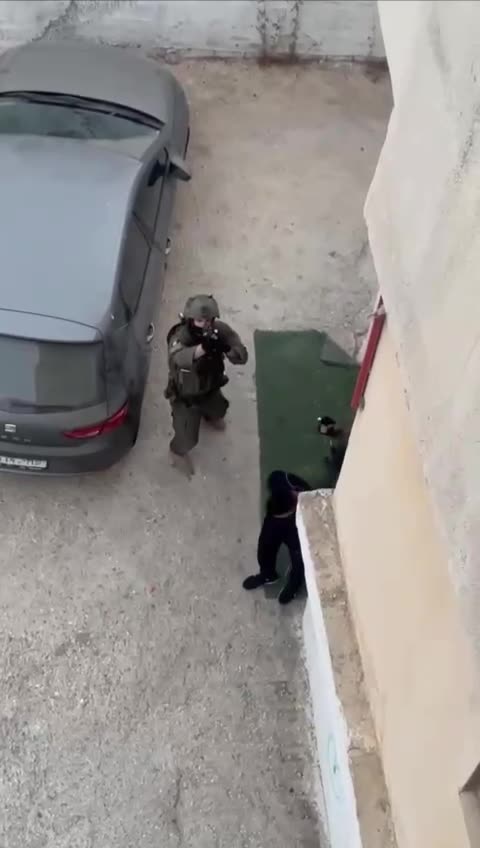 “The moment Israeli occupation forces detained Mohammed Abu Kuwaik after storming his home in Al-Amari refugee camp, Ramallah, in the occupied West Bank.”