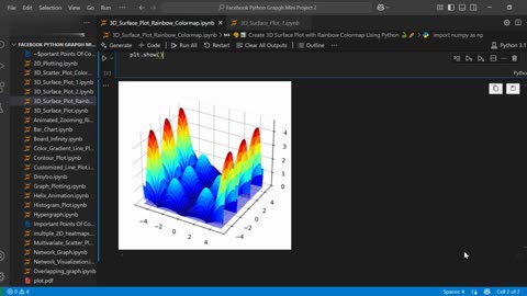 🎨📊 Create 3D Surface Plot with Rainbow Colormap Using Python 🐍🌈