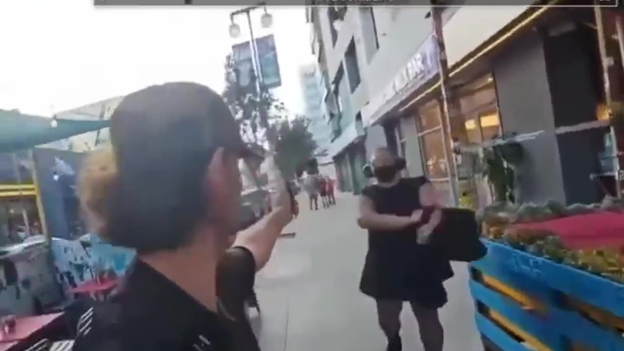 An innocent US citizen physically attacked by a man dressed as a woman