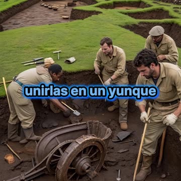 Arqueólogos encuentran un enorme artefacto metalizado.