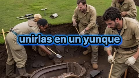 Arqueólogos encuentran un enorme artefacto metalizado.
