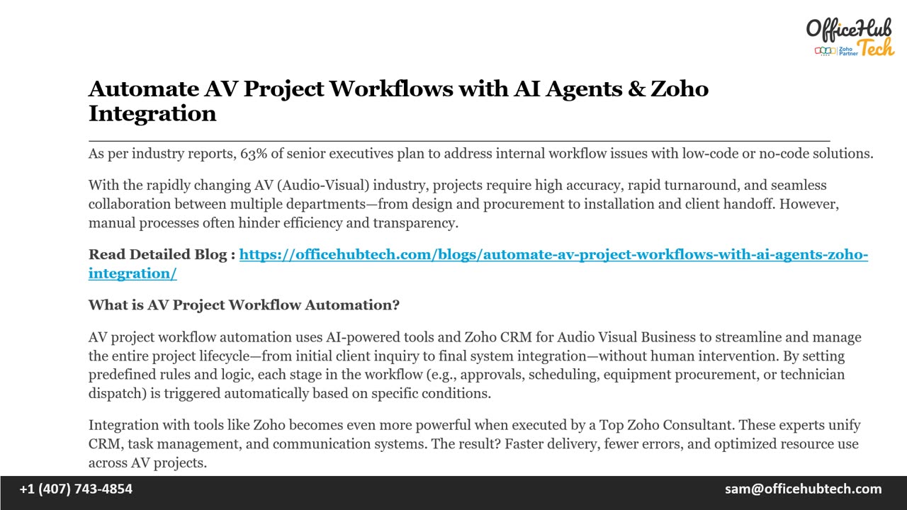 Automate AV Project Workflows with AI Agents & Zoho Integration