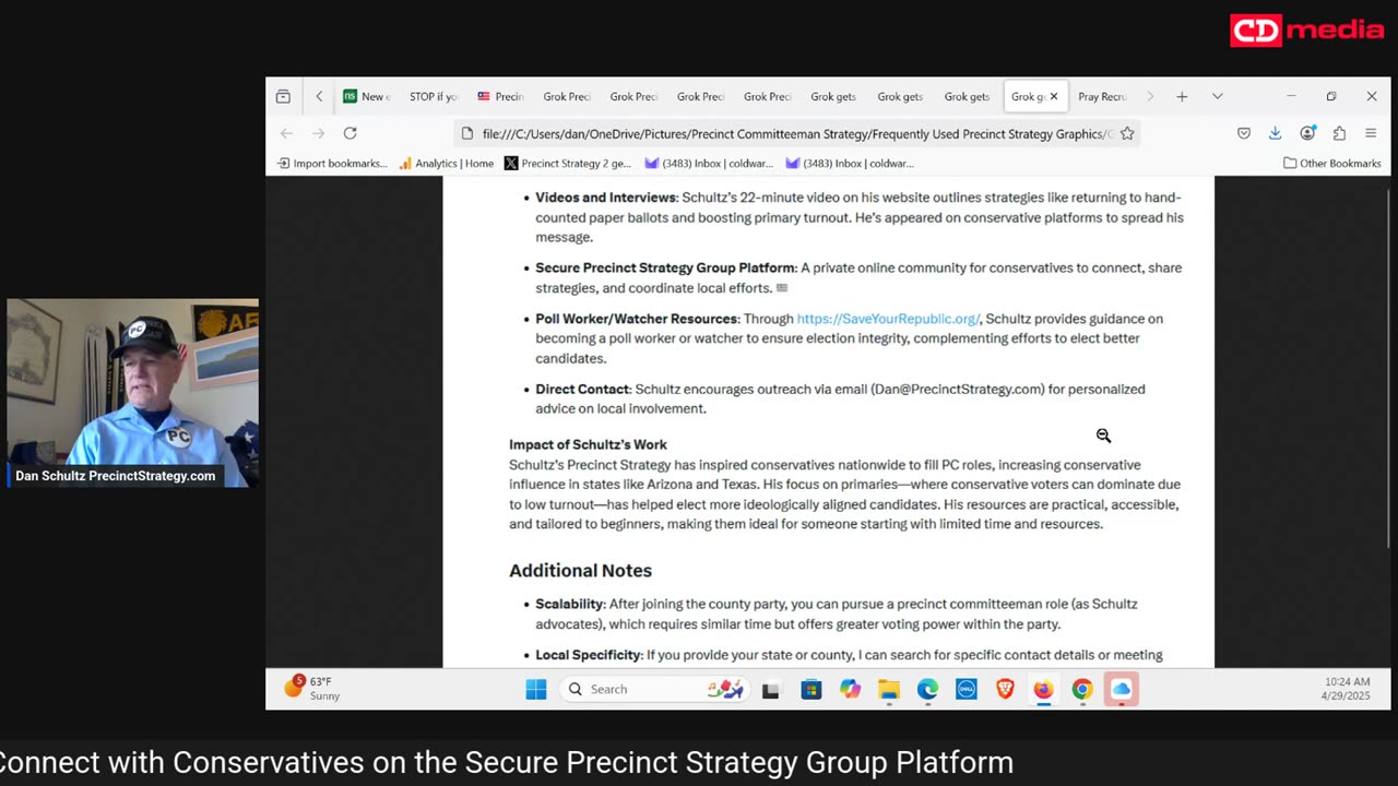Precinct Strategy Grok "gets" the Precinct Strategy. Dan Schultz April 29 2025