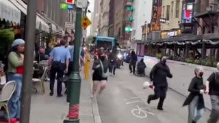Watch as Antifa activists dressed in black clothing get thrown to the ground by