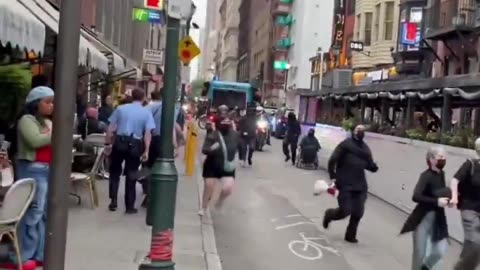 Watch as Antifa activists dressed in black clothing get thrown to the ground by