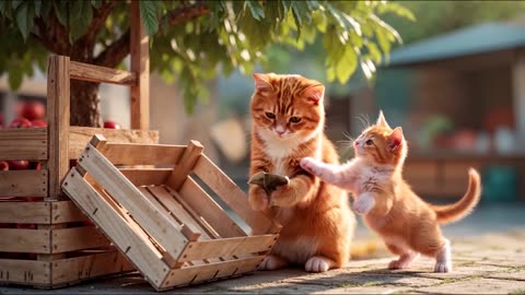 Mama Cat Sells Apple Juice to Make Kitten’s Toy Airplane Dream Come True Healing Moments 🐾✈️🐱