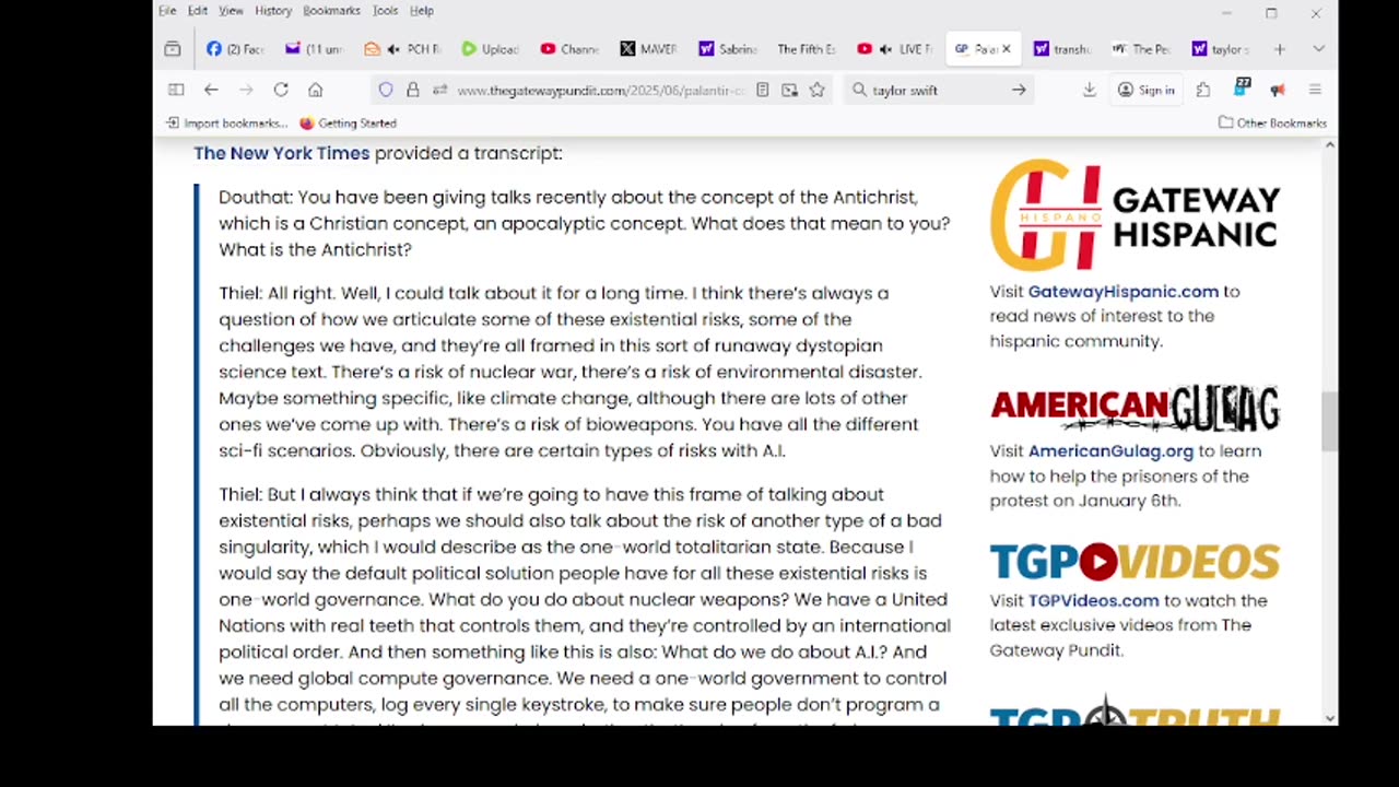 Palantir Co-founder Peter Thiel Discusses The Antichrist and Transhumanism