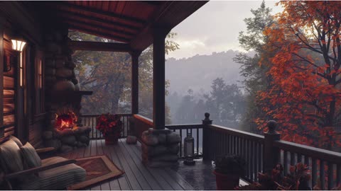 Rainy Evening in a Rustic Cabin | The soothing sound of rain | Fireplace Sounds for Sleep & relax