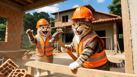 Funny Cats at Work 😂🐱 | This Went Totally Wrong!” “Cats Trying to Work on a Construction