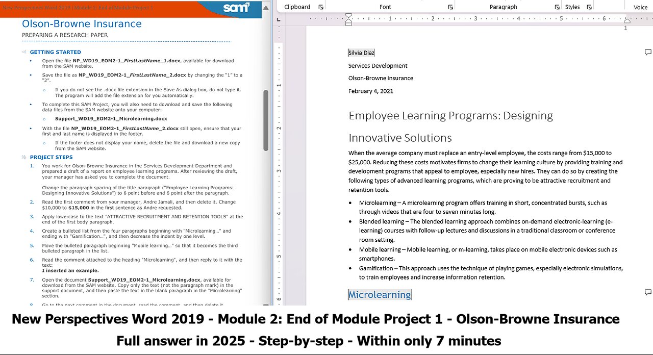 New Perspectives Word 2019 | Module 2: End of Module Project 1| Olson-Browne Insurance (2025)