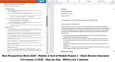 New Perspectives Word 2019 | Module 2: End of Module Project 1| Olson-Browne Insurance (2025)