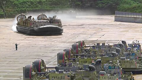 Parking US Navy Gigantic LCAC Hovercraft After Mission