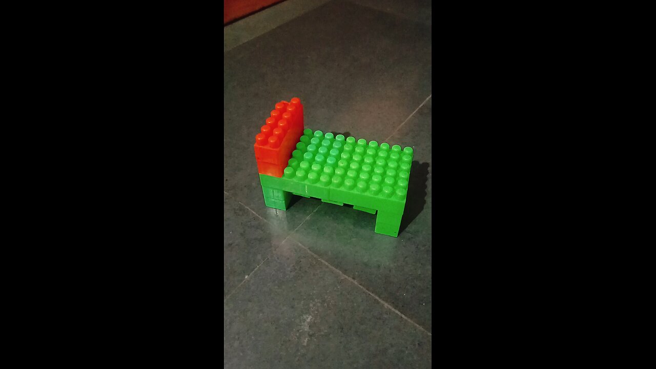 making bed with building blocks for kids
