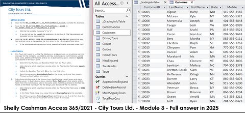 Shelly Cashman Access 365/2021 | Module 3: SAM Project 1b | City Tours Ltd. MAINTAINING A DATABASE