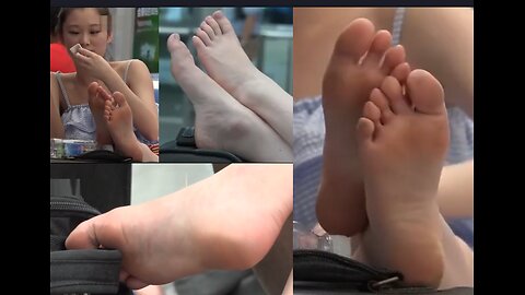 Film 153 - Candid Girl Feet, Gorgeous Asian Airport Soles - Full 8 Min Vid Available