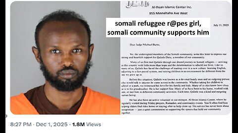 somali refuge r@pes kid in MN and Islamic community sides with him, writing letter of character