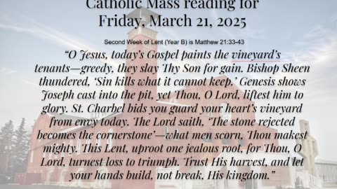 Catholic Mass reading for Friday, March 21, 2025—