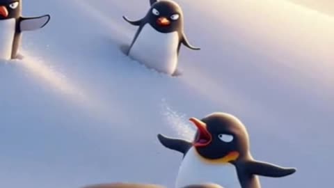 Penguins Having a Snowball Fight