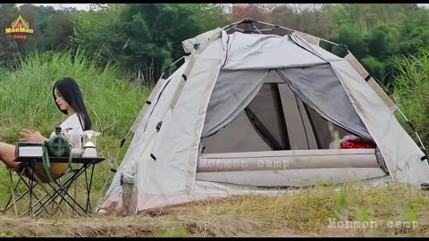 Days Solo Camping - Bathing in the stream to relax the wildlife on the island Part#6