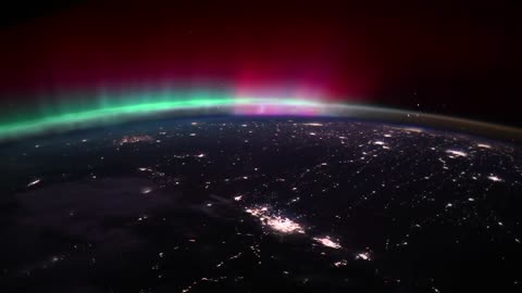 Northern Lights (Aurora Borealis): view from space