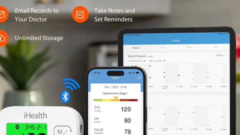 iHealth Track Smart Upper Arm Blood Pressure Monitor with Wide Range Cuff That fits Standard