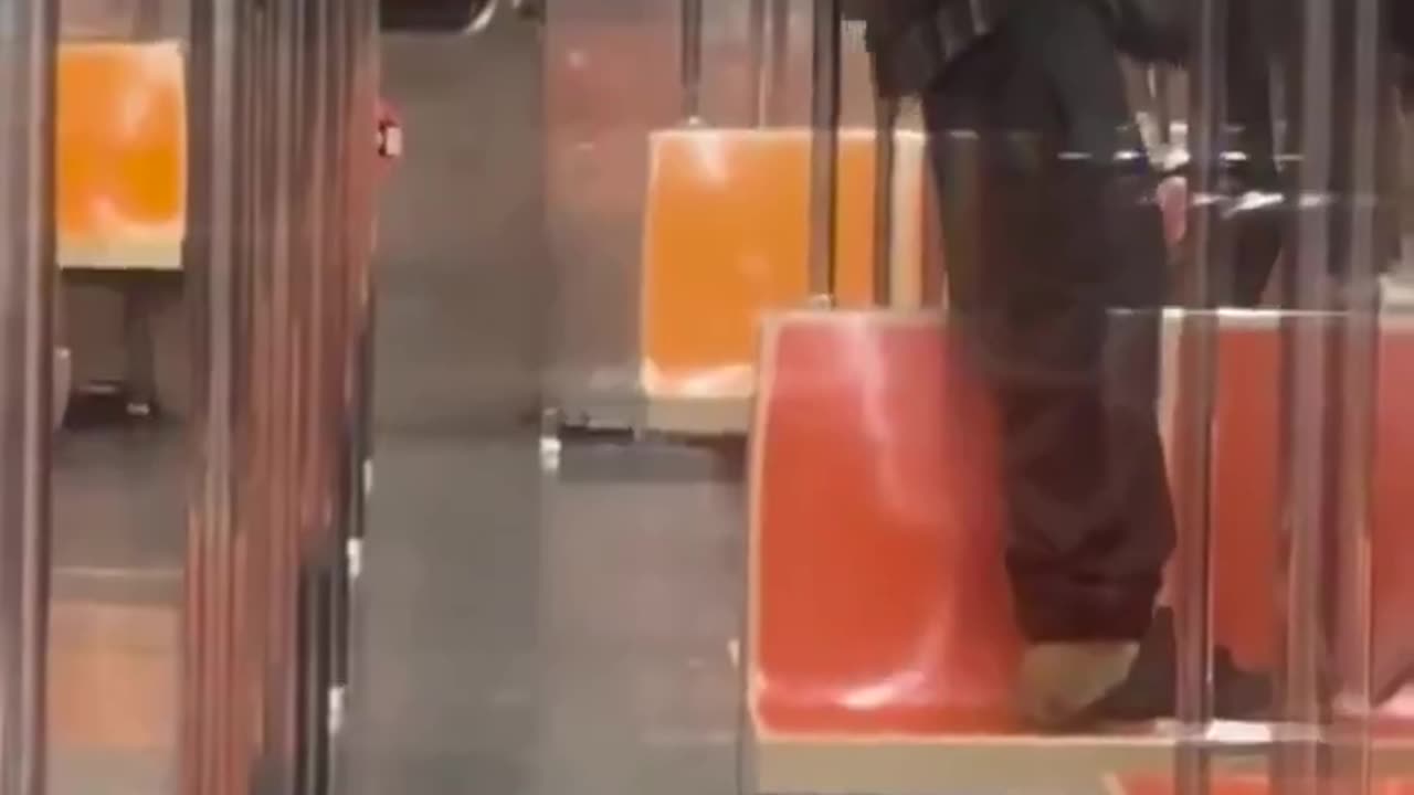 Absolutely disgusting negro rubs his spread cheeks on a subway railing