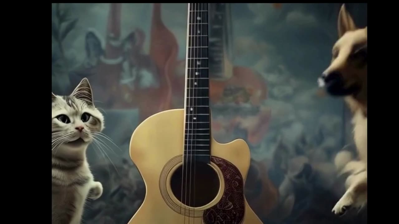 Cat and dog's love of music