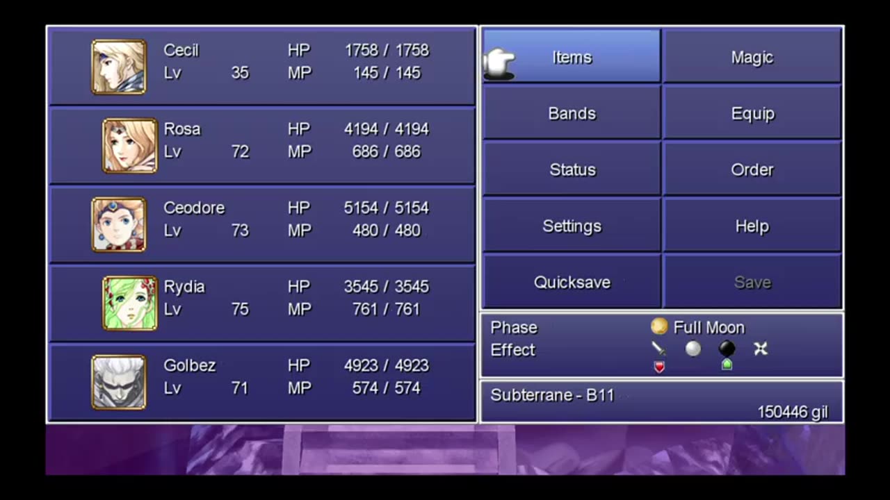 Final Fantasy IV -The After Years - (Colour Tail walkthrough) at (The Crystals True Moon)