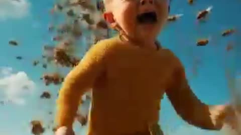 Cute baby was attacked by bees and saved by a cow 😭