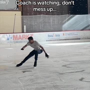 This figure skater wiped out so perfectly they turned into the Mercedes logo mid ice 😂