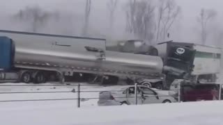 Winter mass pileup accident