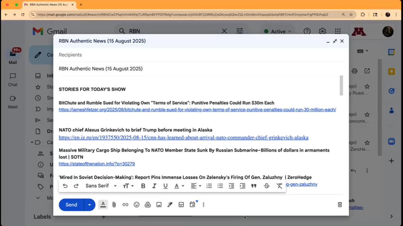 RBN Authentic News (15 August 2025)